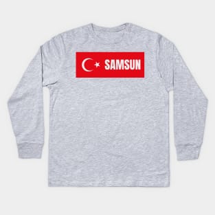 Samsun City in Turkish Flag Kids Long Sleeve T-Shirt